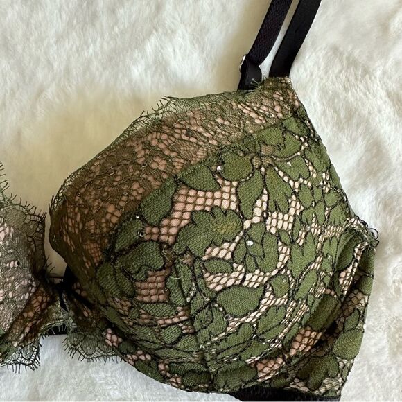 Victoria's Secret Dream Angels Green Lace Push Up Bra Women's Size 32C - Picture 3 of 14